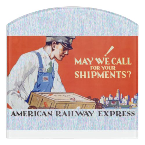 American Railway Express May We Call   Door Sign