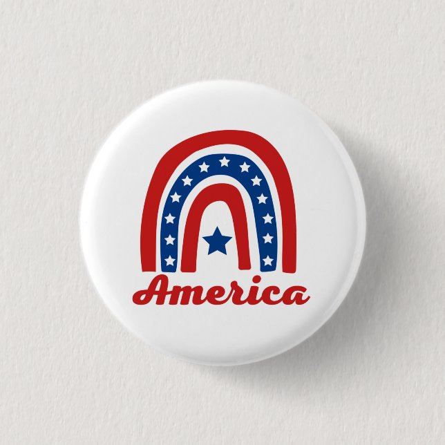 American Rainbow 4th Of July   Button (Front)