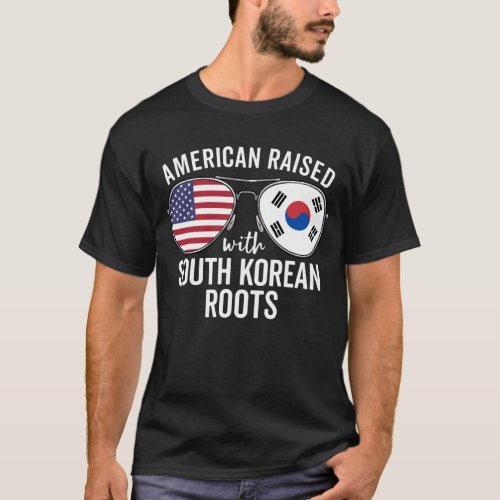 American Raised With Korean Roots South Korea Flag T_Shirt