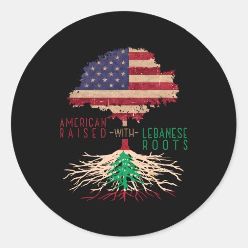 American Raised With Lebanese Roots Lebanon Usa Am Classic Round Sticker