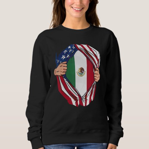 American Raised With Mexican Roots Usa Flag Sweatshirt