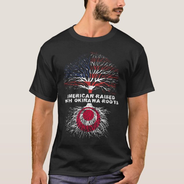 American Raised with Okinawan Japanese Roots Okina T-Shirt (Front)