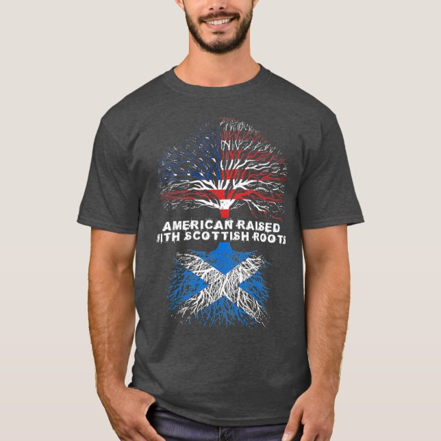 American Raised with Scottish Roots Scotland T-Shirt (Front)
