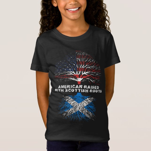American Raised with Scottish Roots Scotland T-Shirt (Front)