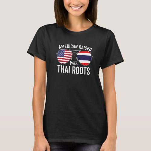 American Raised With Thai Roots Usa Thailand Flag T_Shirt