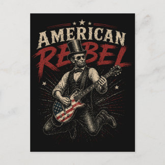 American Rebel Lincoln Flag Guitar Rock Art Holiday Postcard