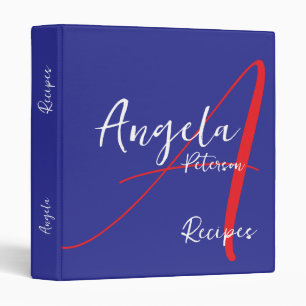 American Recipes Monogram red and blue 3 Ring Binder