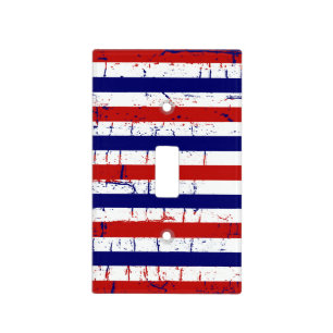 American Red Blue Stripes Light Switch Cover