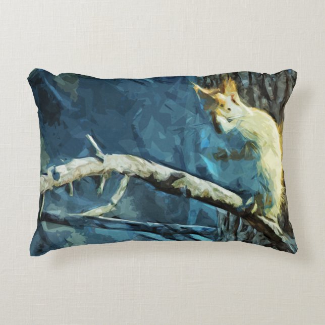 American Red Squirrel Abstract Impressionism Accent Pillow (Front)