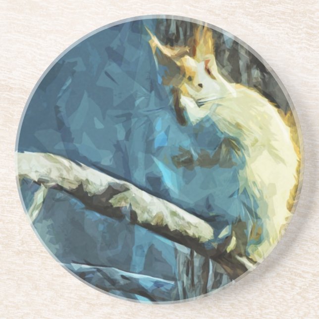 American Red Squirrel Abstract Impressionism Coaster (Front)