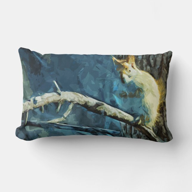 American Red Squirrel Abstract Impressionism Lumbar Pillow (Front)