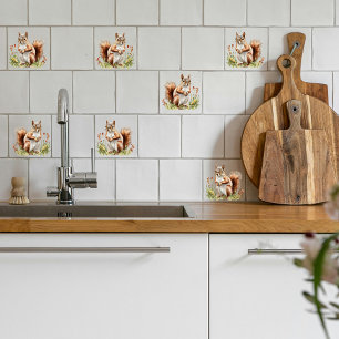 American Red Squirrel Ceramic Tile