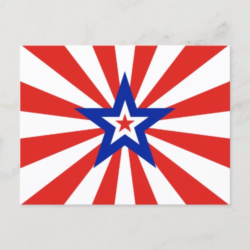 American Red Starburst Patriotic Party Invitation Postcard