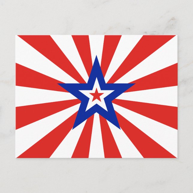 American Red Starburst Patriotic Party Invitation Postcard (Front)