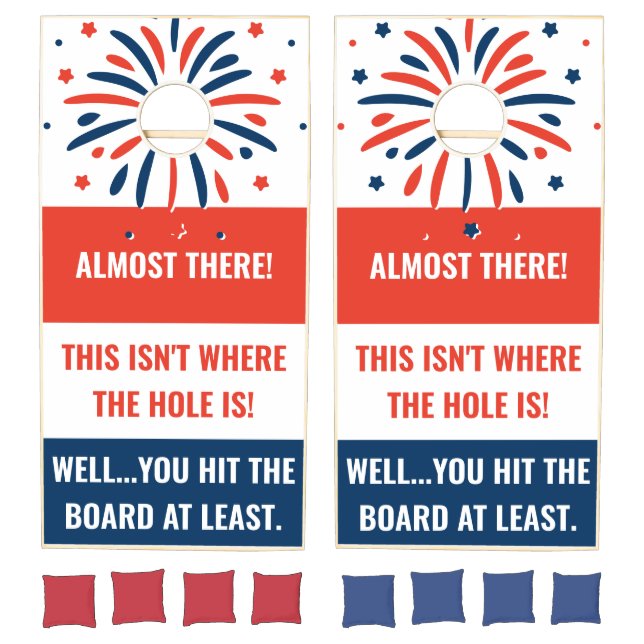 American Red White Blue Funny Sayings Patriotic Cornhole Set (Set)