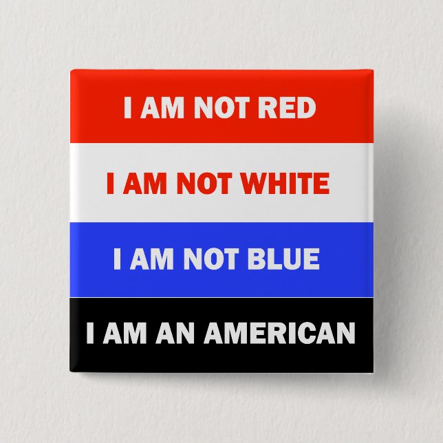 American red white blue politcal satire button (Front)