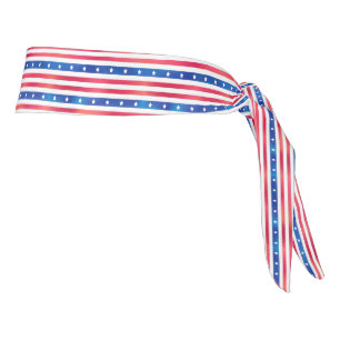 American Red White Blue Stars Stripes USA Tie Headband
