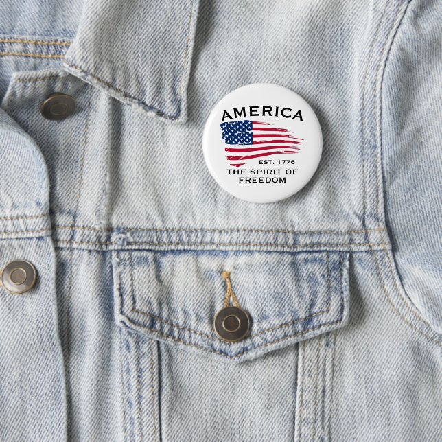 American Red White Blue Stripes Stars Flag Pattern Button (In Situ)