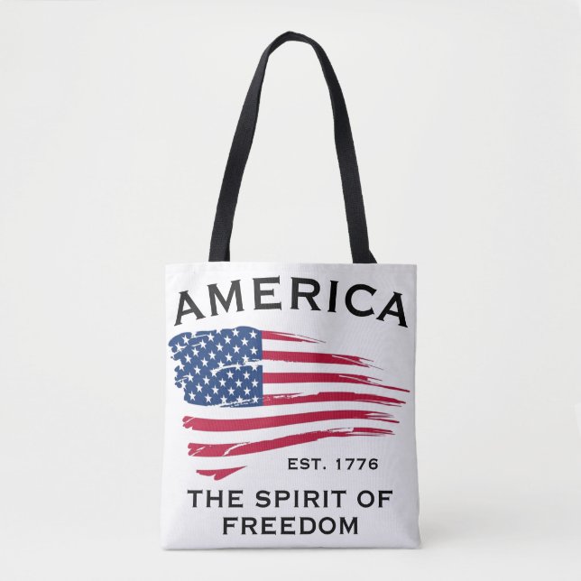 American Red White Blue Stripes Stars Flag Pattern Tote Bag (Front)