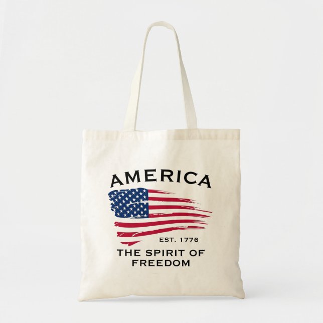 American Red White Blue Stripes Stars Flag Pattern Tote Bag (Front)