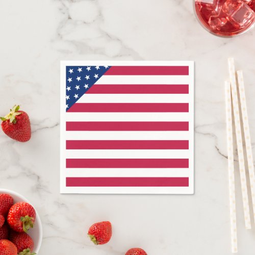 American Red White Stripes Stars Flag Paper Napkin