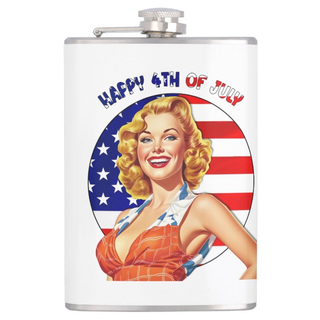 American Retro Pin-up Girl Art Flask (Front)