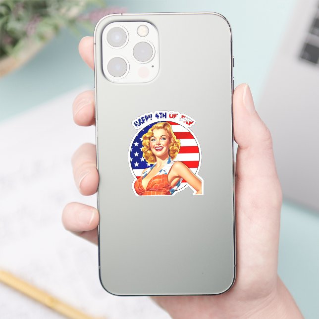 American Retro Pin-up Girl Art Sticker (Phone)
