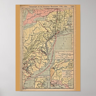 American Revolution Colonies Map Poster