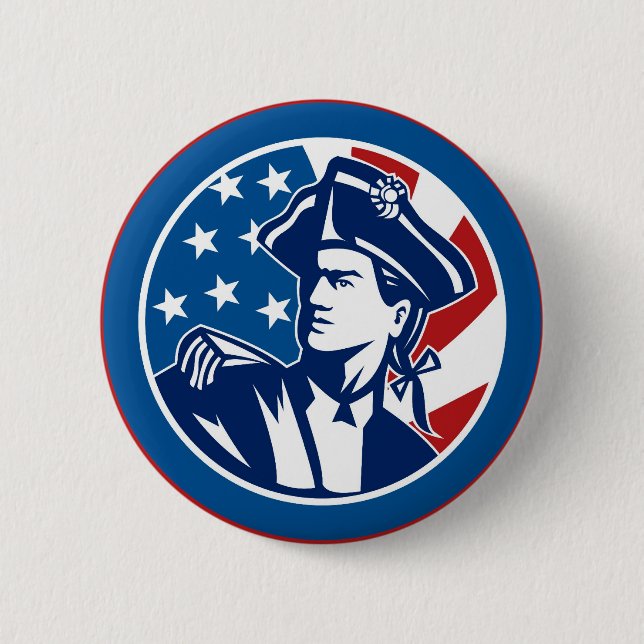 American revolutionary general soldier minuteman button (Front)