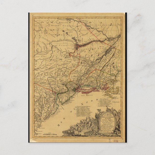 American Revolutionary War Map by J.B Eliot (1781) Postcard (Front)