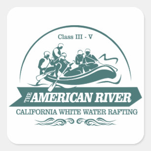 American River Rafting Square Sticker
