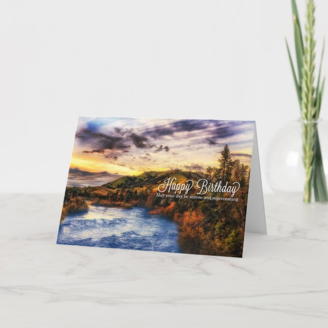 American River Scenic View Birthday Card (Front)