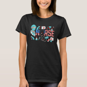 American RN Medical Nurse USA Stethoscope 4th July T-Shirt