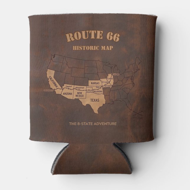 American Road Trip Centennial Map Heritage Can Cooler (Front)
