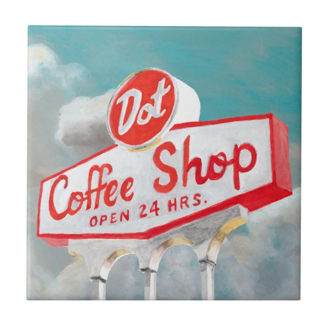American Roadside | Coffee Shop Sign Ceramic Tile (Front)