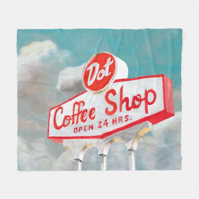 American Roadside | Coffee Shop Sign Fleece Blanket (Front (Horizontal))