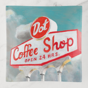 American Roadside   Coffee Shop Sign Trinket Tray