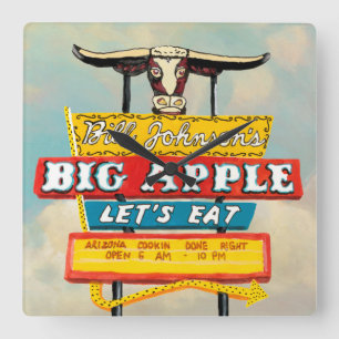 American Roadside Restaurant Sign Square Wall Clock