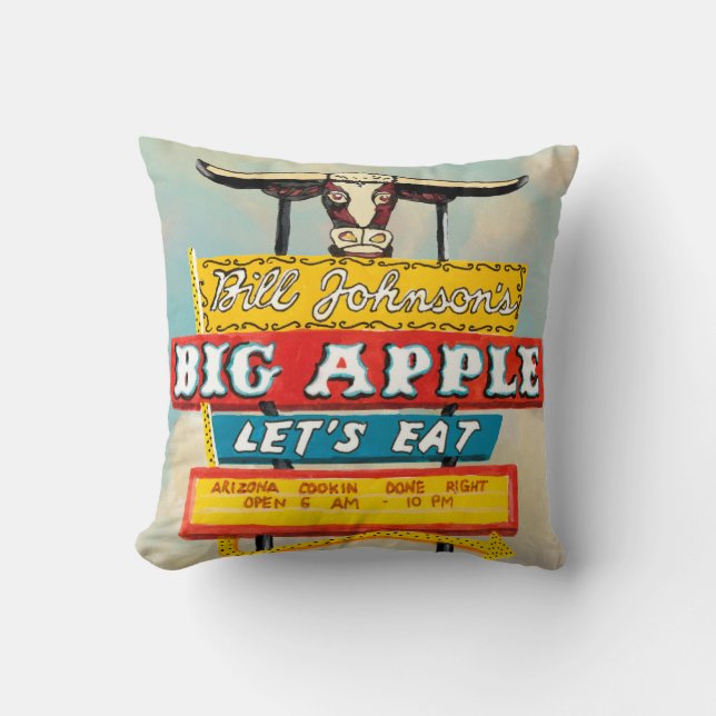 American Roadside | Restaurant Sign Throw Pillow (Front)