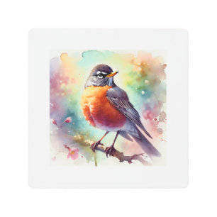 American Robin 010924AREF111 - Watercolor Metal Print