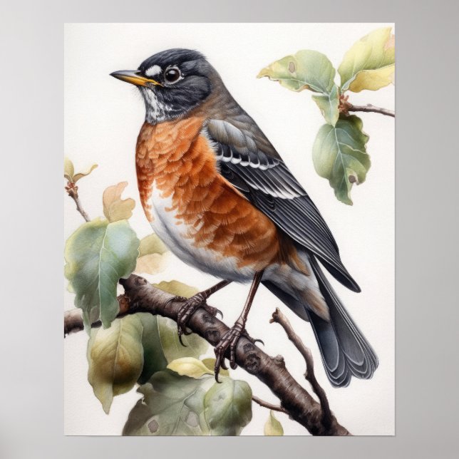 American Robin Bird Art Print Poster (Front)