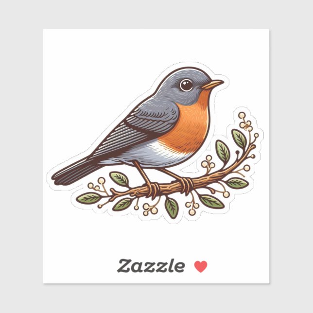 American Robin bird Custom-Cut Vinyl Sticker (Sheet)