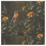 American Robin Bird  in a garden  Fabric
