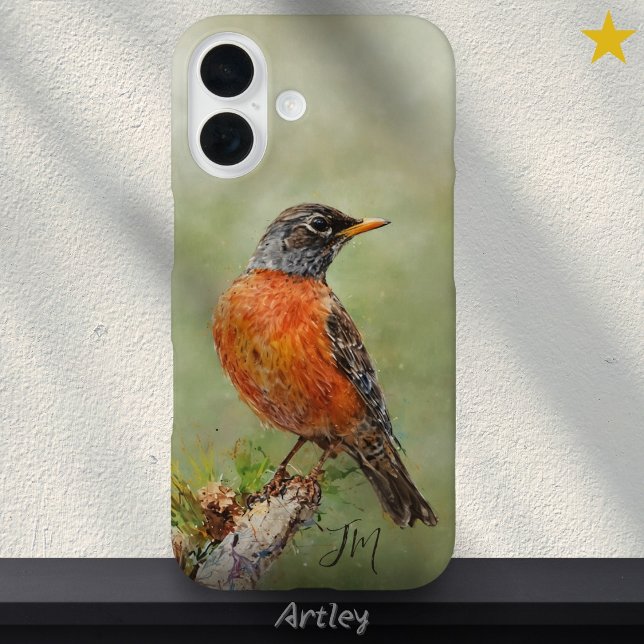 American Robin Bird Painting Custom Name  Case-Mate iPhone Case (Creator Uploaded)