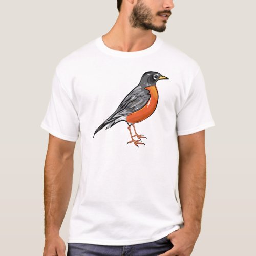 American Robin bird Vector illustration T_Shirt