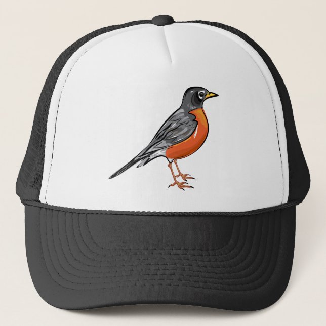 American Robin bird Vector illustration Trucker Hat (Front)