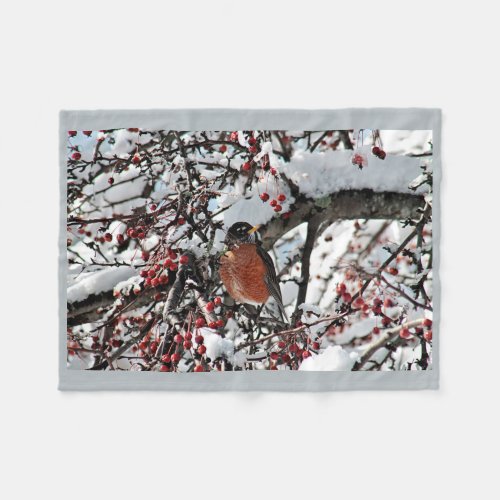 American robin fleece blanket