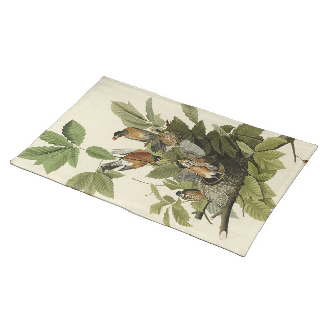 American Robin from Audubon's Birds of America Cloth Placemat (On Table)