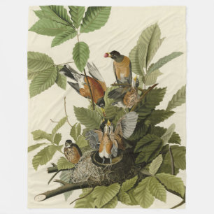 American Robin from Audubon's Birds of America Fleece Blanket