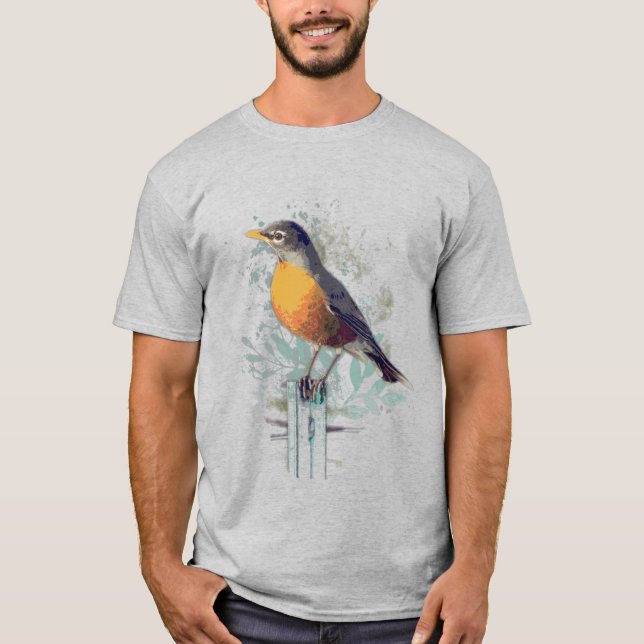 American Robin Garden Bird Wildlife Nature Art T-S T-Shirt (Front)